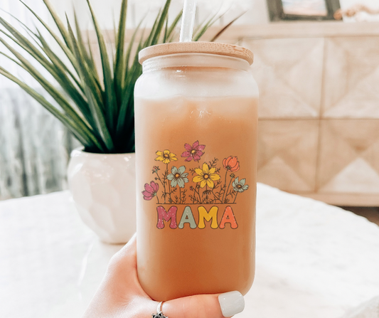 Floral Mama Iced Coffee Glass, Mother’s Day Gift
